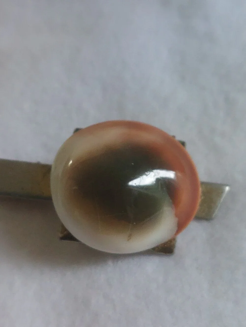 Vintage Anson Mid-Century Modernist Eye Tie Clip Cabochon Estate Men's Jewelry